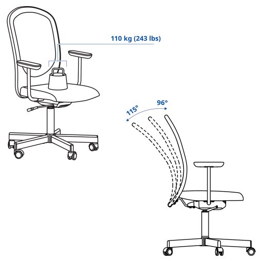 FLINTAN, office chair with armrests, 094.244.67