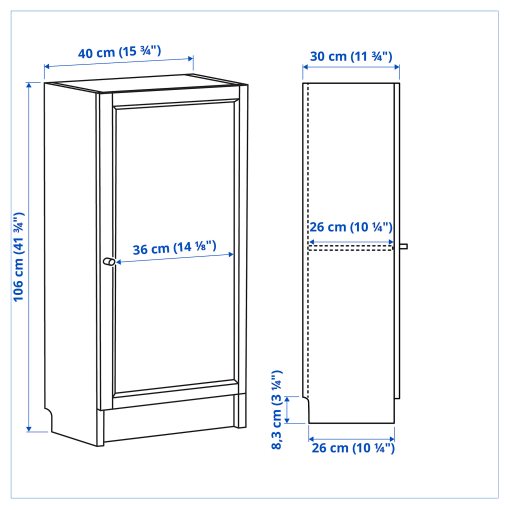 BILLY/OXBERG, bookcase with door, 40x30x106 cm, 094.832.92