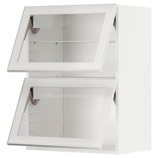 METOD, wall cabinet horizontal/2 glass doors with push-open, 60x80 cm, 094.905.94