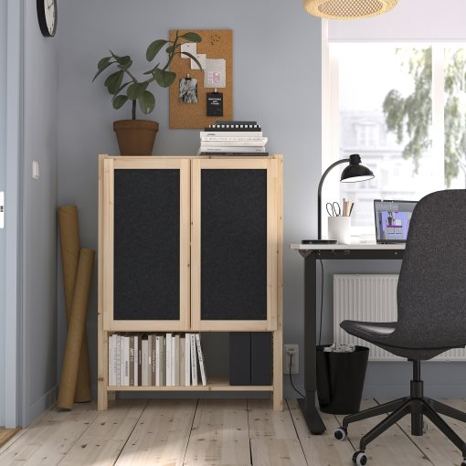 IVAR, shelving unit with doors, 89x30x124 cm, 095.078.58