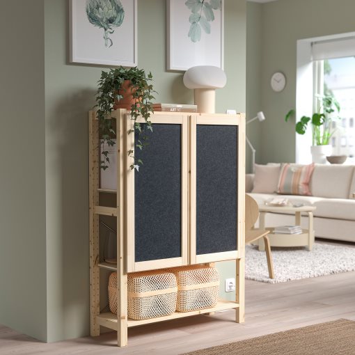 IVAR, shelving unit with doors, 89x30x124 cm, 095.078.58