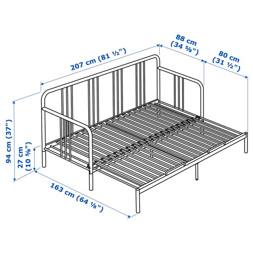 FYRESDAL, κρεβάτι επισκέπτη day bed με 2 στρώματα, 80x200 cm, 095.214.68