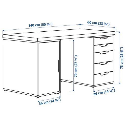 LAGKAPTEN/ALEX, desk, 140x60 cm, 095.216.04