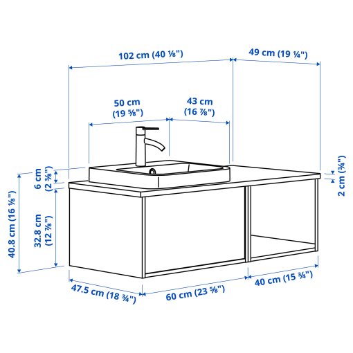 ANGSJON/BACKSJON, wash-stand/wash-basin/tap, 102x49x41 cm, 095.284.55