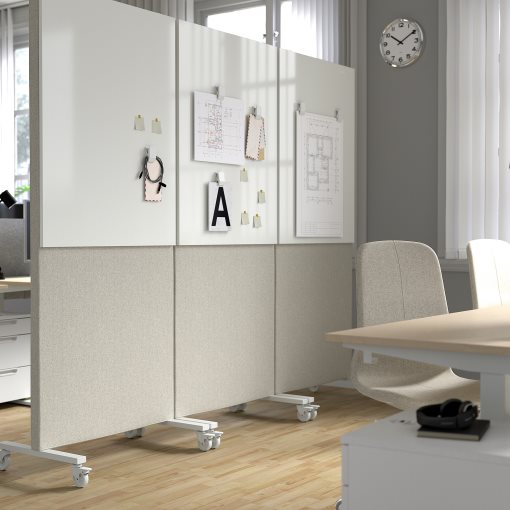 MITTZON, frame with castors/acoustic screen/whiteboard, 85x205 cm, 095.361.77