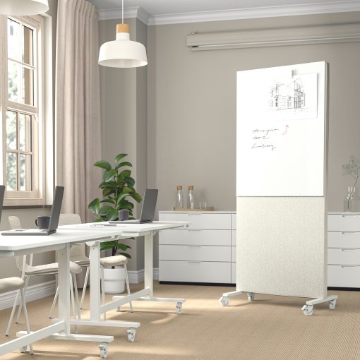 MITTZON, frame with castors/acoustic screen/whiteboard, 85x205 cm, 095.361.77