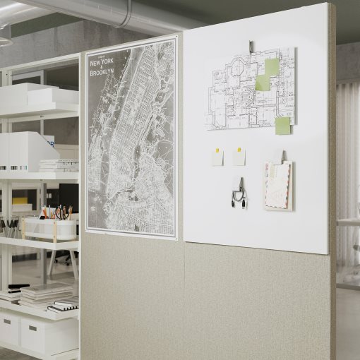 MITTZON, frame with castors/acoustic screen/whiteboard, 85x205 cm, 095.361.77