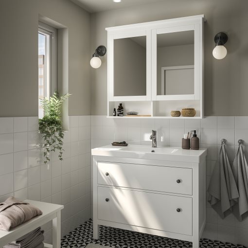 HEMNES/ORRSJON, βάση νιπτήρα με συρτάρια/νιπτήρα/μπαταρία, 102x49x89 cm, 095.468.07
