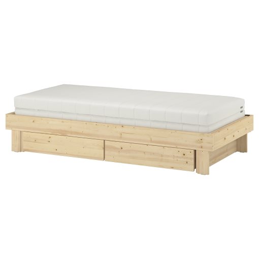 GLAMBERGET, extendable bed with storage and 2 mattresses, 80x200 cm, 095.683.52