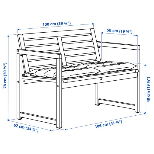 NÄMMARÖ, bench with backrest and cushions, 095.752.20