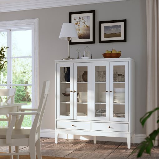 IDANÄS, cabinet with bi-folded glass doors, 121x50x135 cm, 104.960.38