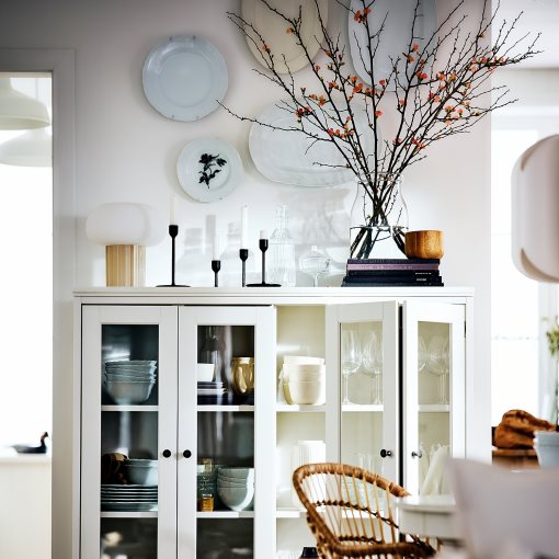 IDANÄS, ντουλάπι με διπλές γυάλινες πόρτες, 121x50x135 cm, 104.960.38