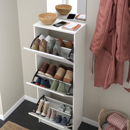 BISSA, shoe cabinet with 3 compartments, 49x28x135 cm, 105.302.59