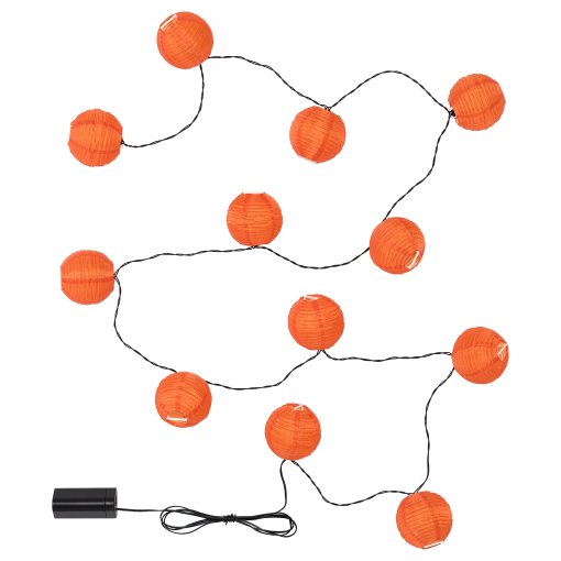 SOLVINDEN, chain with built in LED light source/12 lights/outdoor/battery-operated, 105.932.04