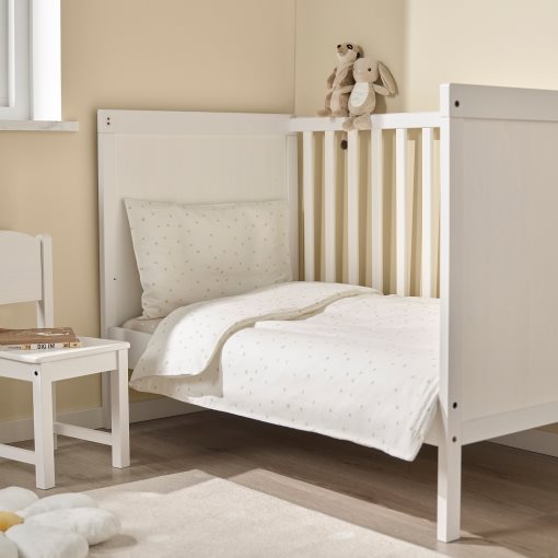 LEN, duvet cover 1 pillowcase for cot, 110x125/35x55 cm, 106.250.40