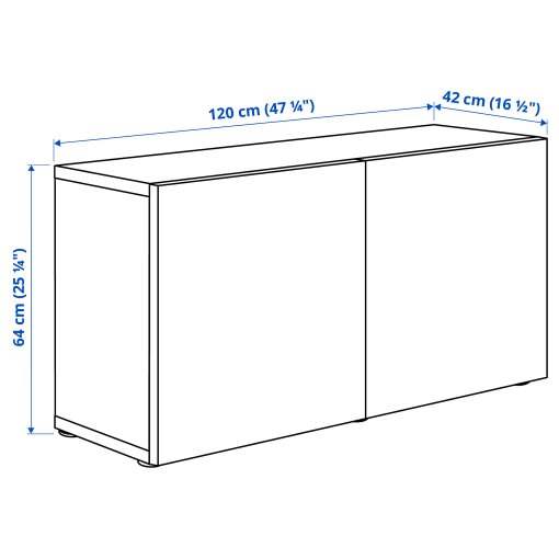 BESTÅ, shelf unit with doors, 120x42x64 cm, 190.477.57