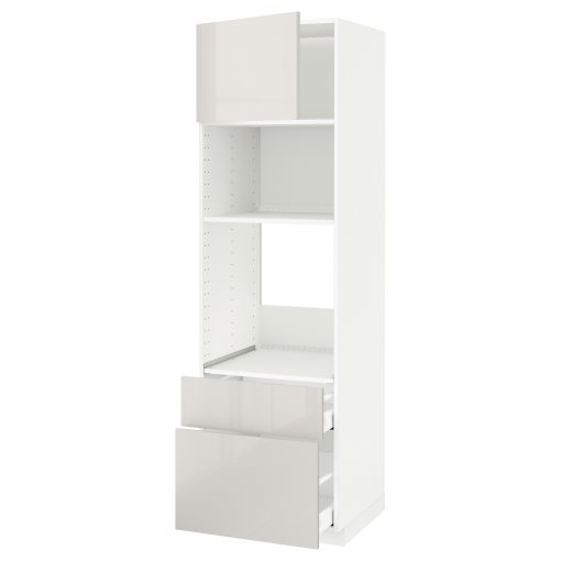 METOD, high cabinet for oven/microwave with door/2 drawers, 60x60x200 cm, 194.550.19