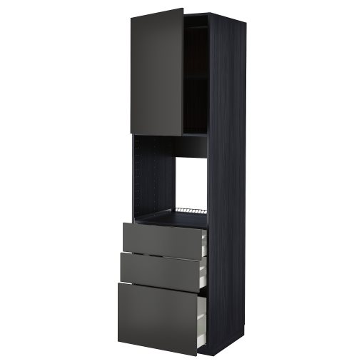 METOD/MAXIMERA, high cabinet for oven with door/3 drawers, 60x60x220 cm, 194.979.10