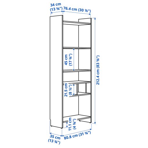 LÅDMAKARE, storage combination with 1 shelf insert, 81x35x212 cm, 195.646.93