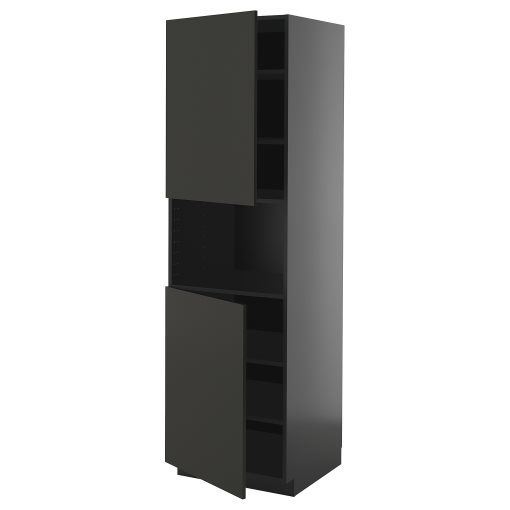 METOD, high cabinet for microwave with 2 doors/shelves, 60x60x200 cm, 195.895.61