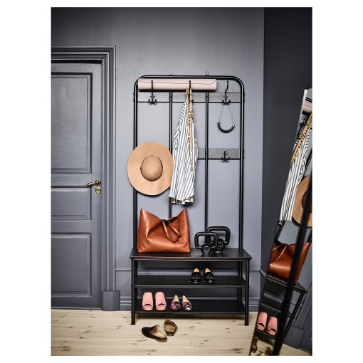 PINNIG, coat rack with shoe storage bench, 203.297.89
