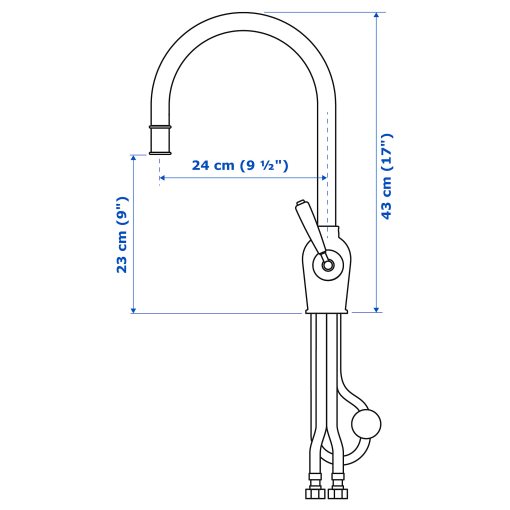 INSJÖN, μπαταρία κουζίνας με επεκτεινόμενο στόμιο, 203.418.71