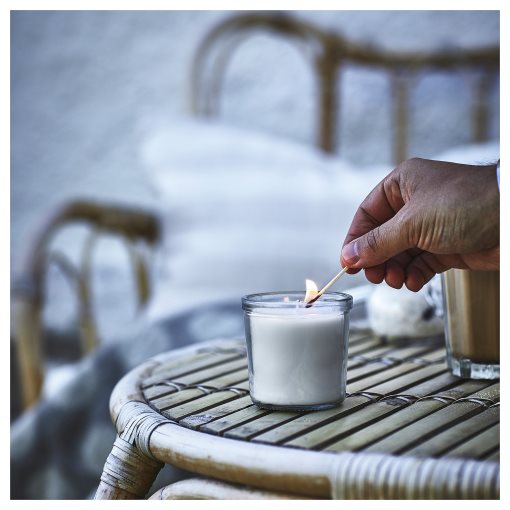 JÄMLIK, scented candle in glass/Vanilla, 20 hr, 205.021.09