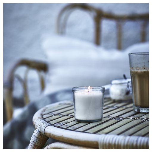 JÄMLIK, scented candle in glass/Vanilla, 20 hr, 205.021.09