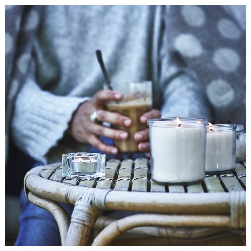 JÄMLIK, scented candle in glass/Vanilla, 20 hr, 205.021.09