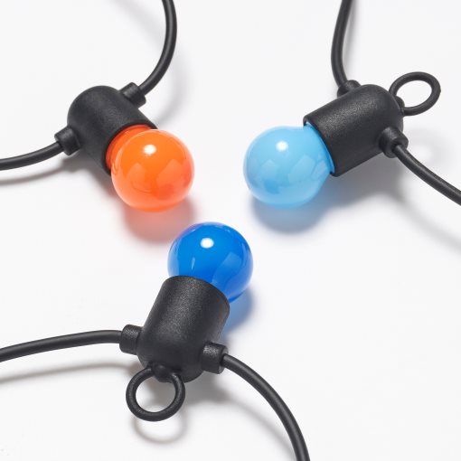 SOLVINDEN, chain with built in LED light source/12 bulbs/battery-operated/outdoor, 205.931.85
