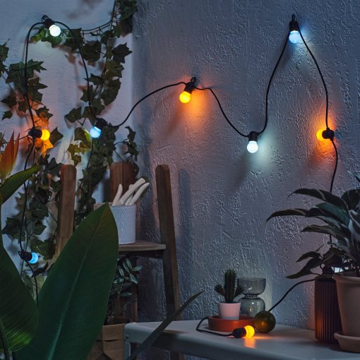 SOLVINDEN, chain with built in LED light source/12 bulbs/battery-operated/outdoor, 205.931.85