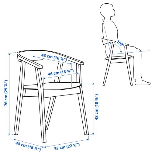 STOCKHOLM, chair with armrests, 206.212.06