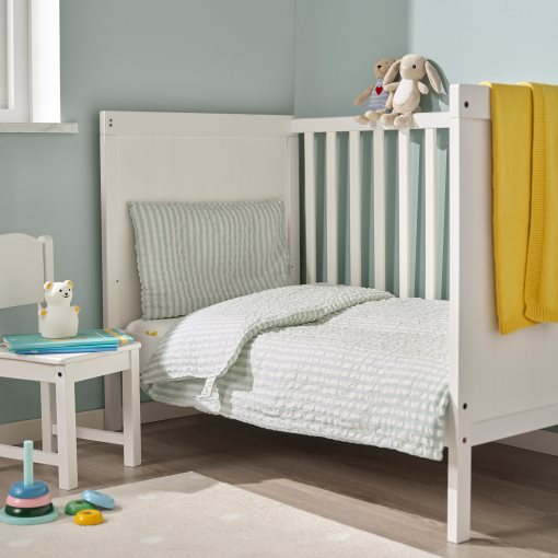 LEN, duvet cover 1 pillowcase for cot, 110x125/35x55 cm, 206.250.49