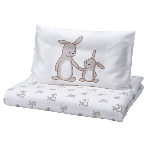 LEN, duvet cover 1 pillowcase for cot, 110x125/35x55 cm, 206.250.54