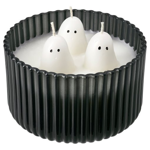 KUSTFYR 2026, scented candle in glass/jelly candy/ghost/3 wicks, 28 hr, 206.263.79