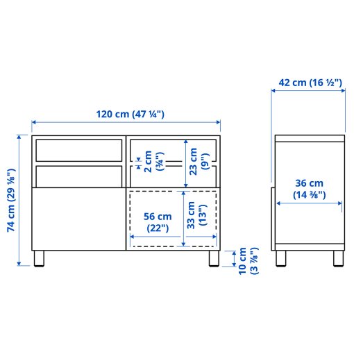 BESTÅ, TV bench with doors, 120x42x74 cm, 290.684.43