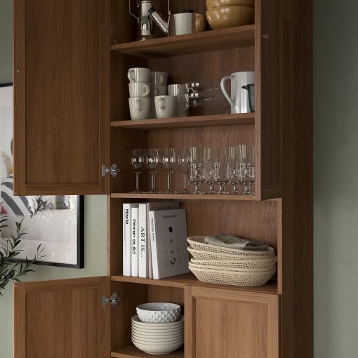 BILLY/OXBERG, bookcase with doors/height extension unit, 80x30x237 cm, 294.833.71