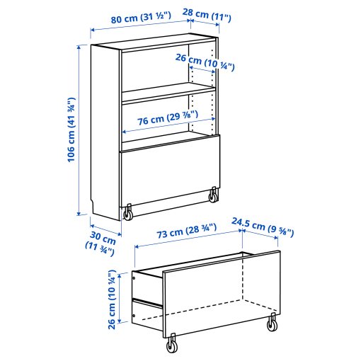 BILLY, bookcase with drawer, 80x30x106 cm, 294.878.40