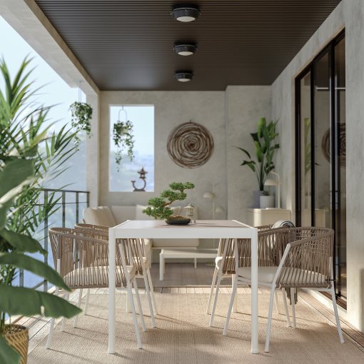 SEGERÖN, τραπέζι και 4 καρέκλες με μπράτσα/εξωτερικού χώρου, 147 cm, 294.948.45