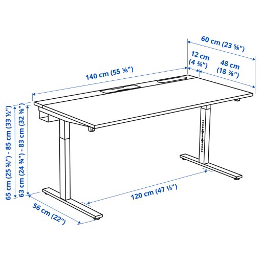 MITTZON, desk, 140x60 cm, 295.280.44