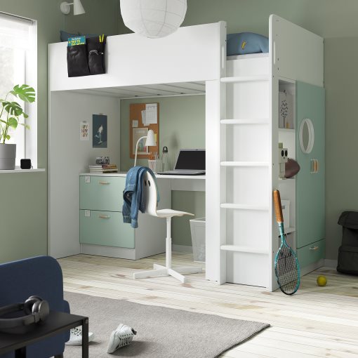 SMÅSTAD, loft bed with desk with 3 drawers, 90x200 cm, 295.420.21
