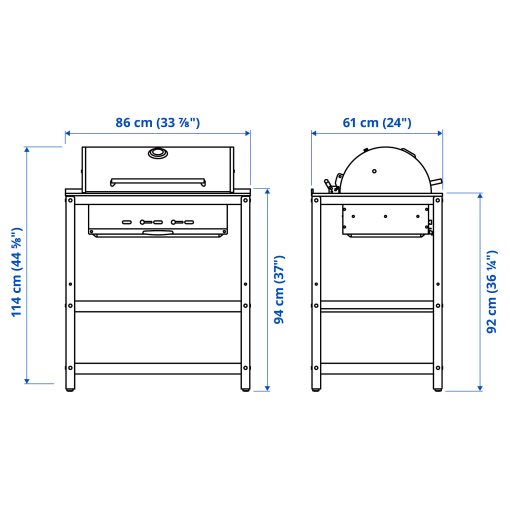 GRILLSKÄR, ψησταριά για κάρβουνα με ντουλάπι εξωτερικού χώρου, 86x61 cm, 304.714.47