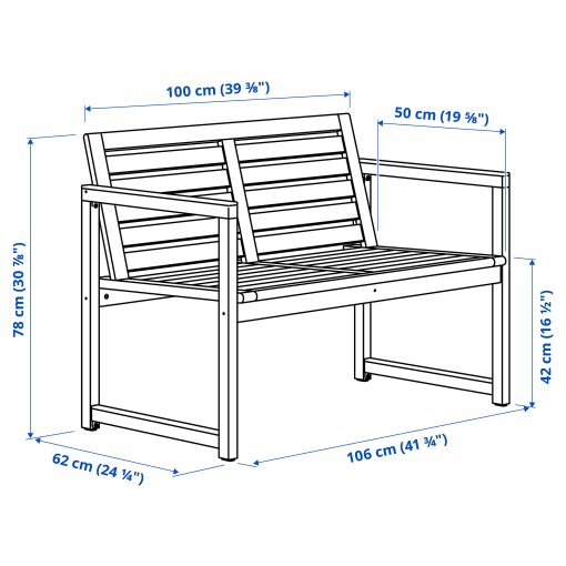 NÄMMARÖ, bench with backrest, outdoor, 305.103.02