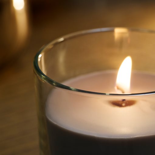 LOTSFÅGEL, scented candle in glass/Sandalwood & patchouli, 40 hr, 306.084.12
