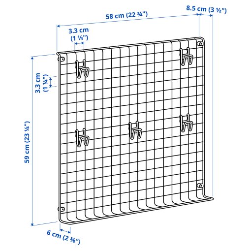 GREJIG, πίνακας τοίχου με πλέγμα και ράφι, 58x59 cm, 306.107.64