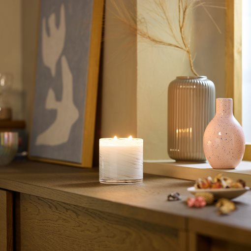 KRONSÅNGARE, scented candle in glass, 2 wicks/Vanilla, 50 hr, 306.203.34