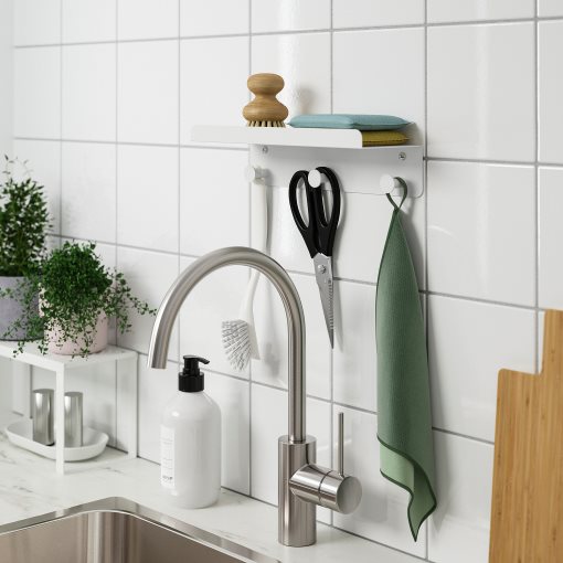 ENUDDEN, wall shelf with 3 hooks, 30x8 cm, 306.299.66