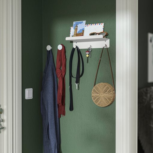 ENUDDEN, wall shelf with 3 hooks, 30x8 cm, 306.299.66