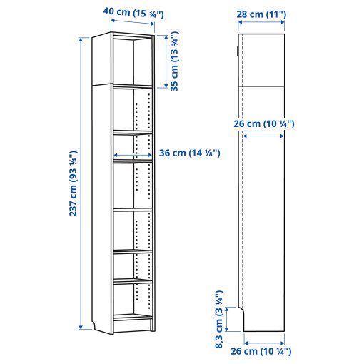 BILLY, bookcase with height extension unit, 392.499.38