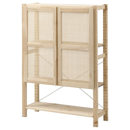 IVAR, shelving unit with doors, 89x30x124 cm, 394.034.73